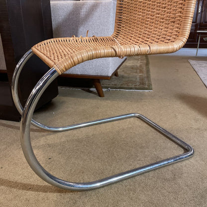 MR-10 Repro Cantilevered Chrome & Wicker Accent Chair