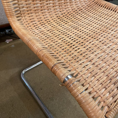 MR-10 Repro Cantilevered Chrome & Wicker Accent Chair