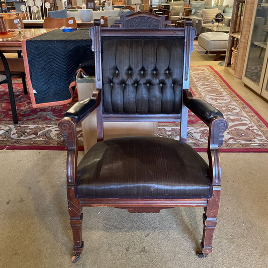 Antique Victorian Eastlake Brown Striated Parlor Chair U ACCENT CHAIRS