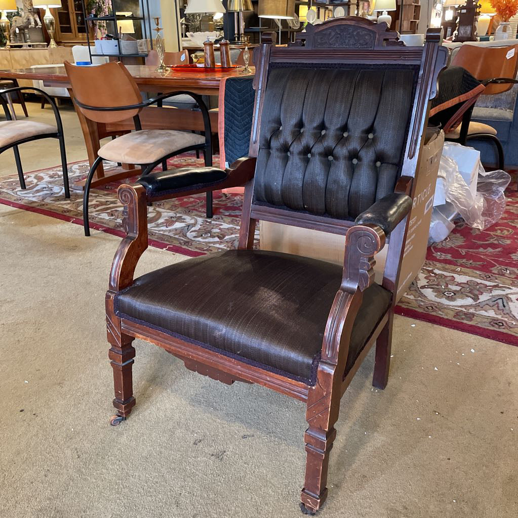 Antique Victorian Eastlake Brown Striated Parlor Chair