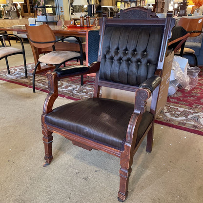 Antique Victorian Eastlake Brown Striated Parlor Chair
