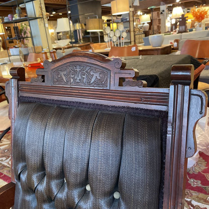 Antique Victorian Eastlake Brown Striated Parlor Chair