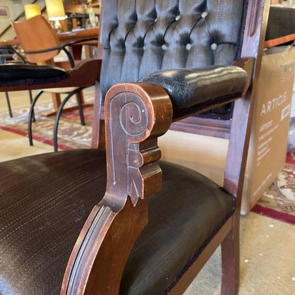 Antique Victorian Eastlake Brown Striated Parlor Chair