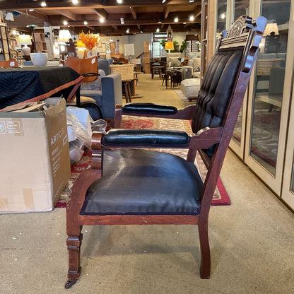 Antique Victorian Eastlake Brown Striated Parlor Chair