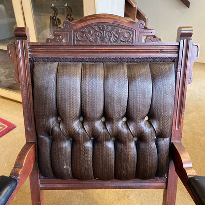Antique Victorian Eastlake Brown Striated Parlor Chair