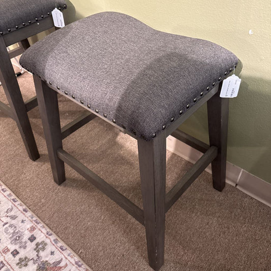 Grey Seat Nailhead Counter Chair