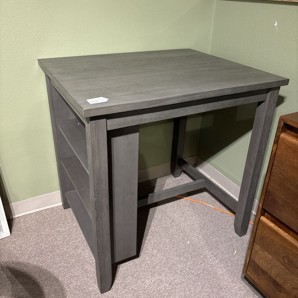 Grey Wood Counter Height Dining Table w/Shelves C DINING TABLES