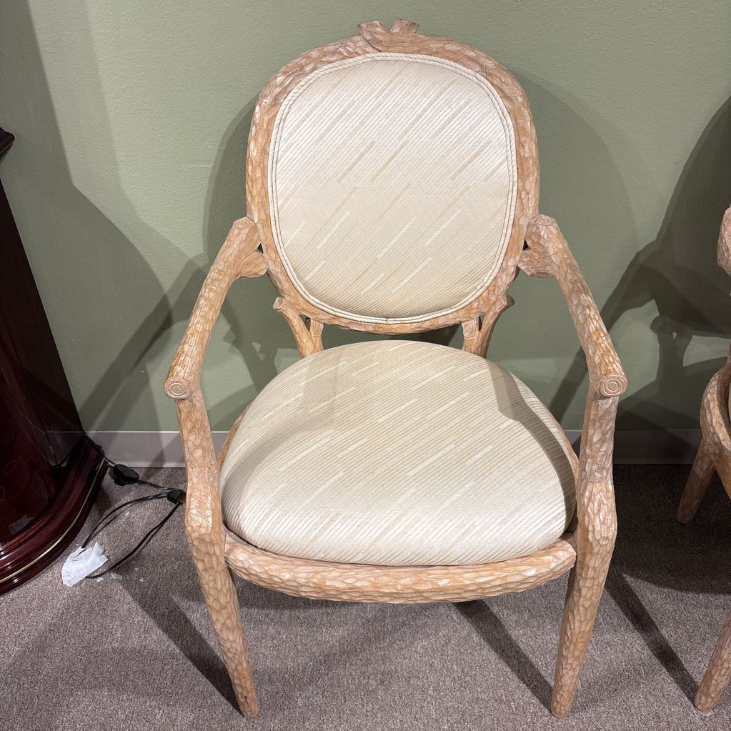 Carved Wood Cream Cushion Accent Chair U ACCENT CHAIRS