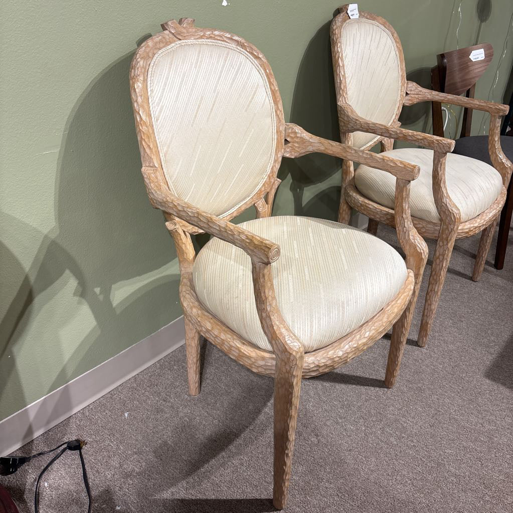 Carved Wood Cream Cushion Accent Chair U ACCENT CHAIRS