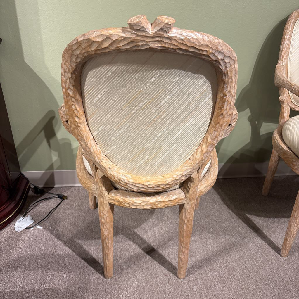 Carved Wood Cream Cushion Accent Chair U ACCENT CHAIRS