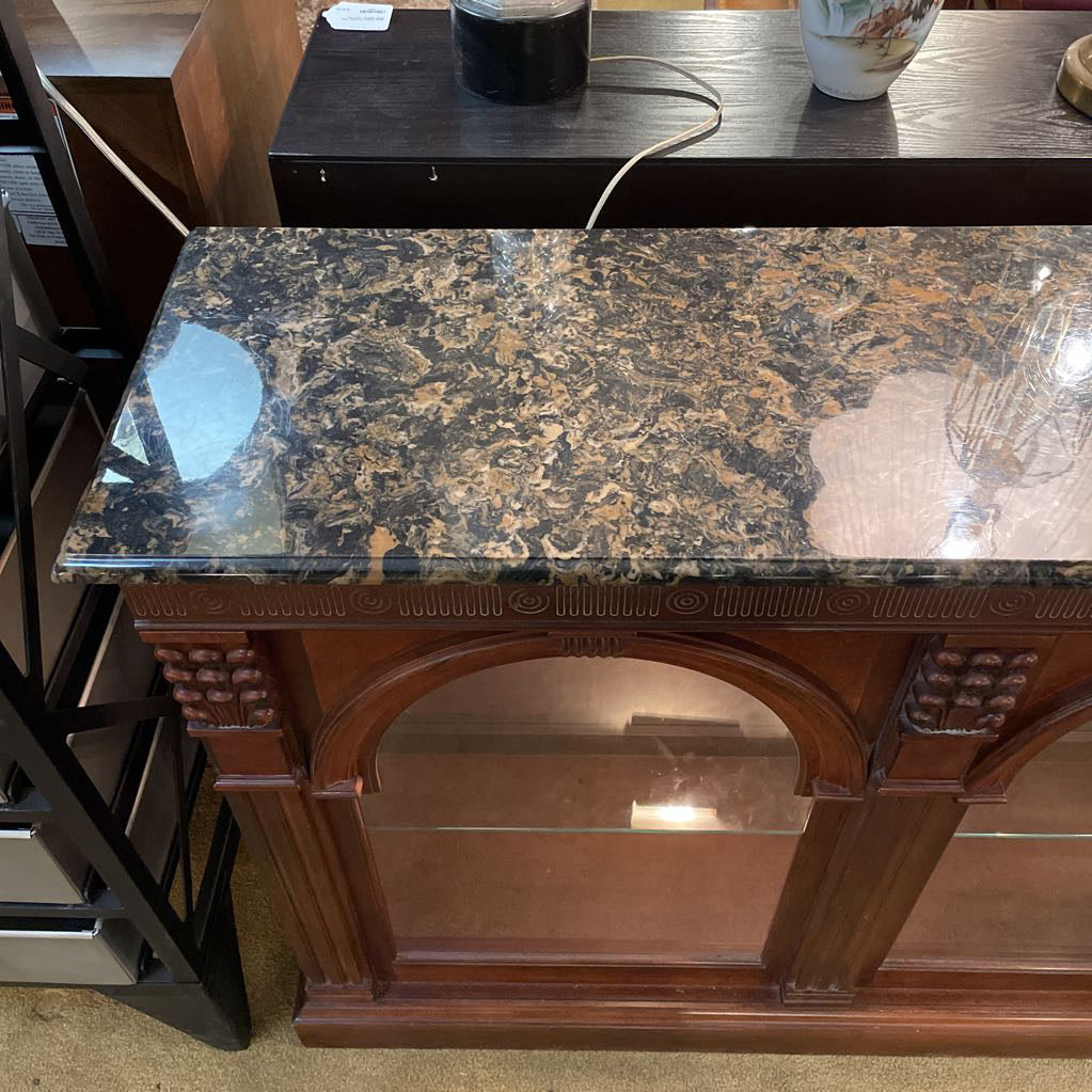 Stone Top Arch Glass Front Display Cabinet C CABINETS