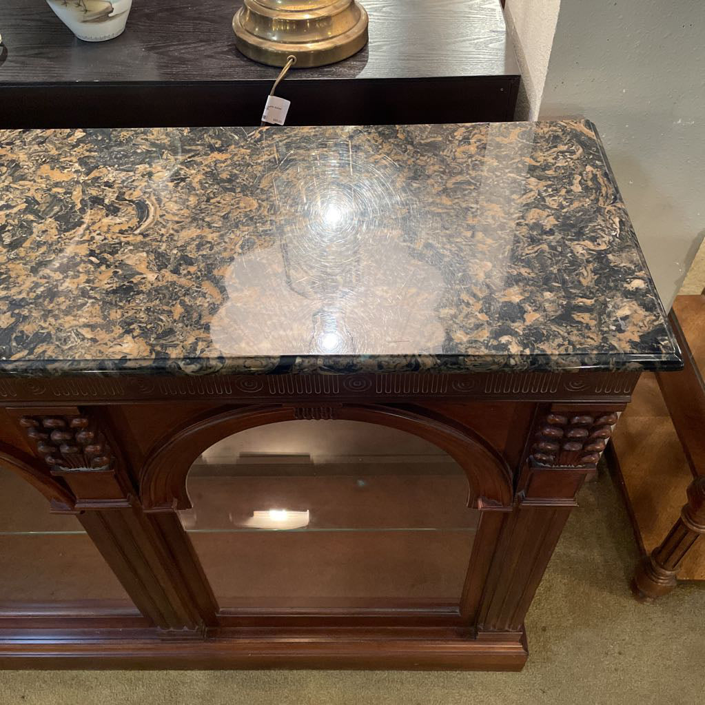 Stone Top Arch Glass Front Display Cabinet C CABINETS