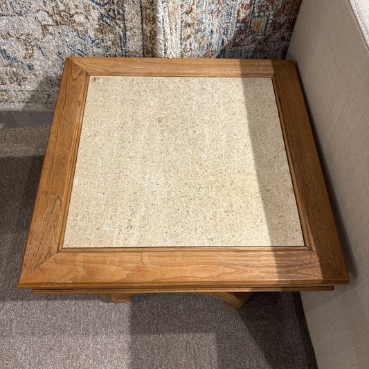 Tile Inlay Wood Side Table