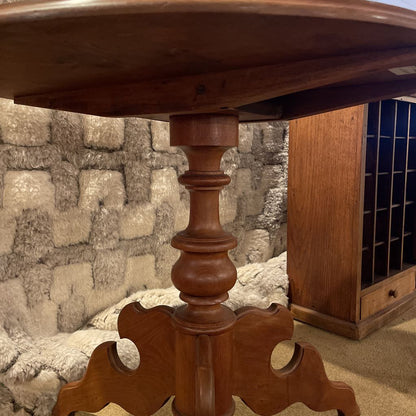 Walnut Round Pedestal Parlour Table with Flip Top C SIDE TABLES