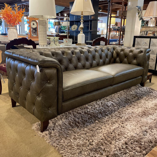 Daphne Green Leather Sofa