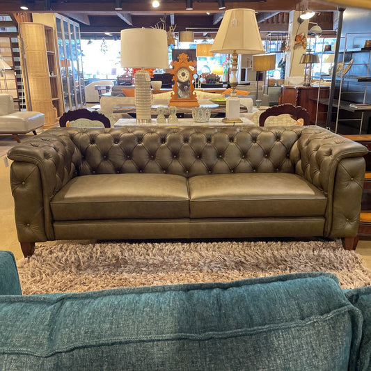 Daphne Green Leather Sofa