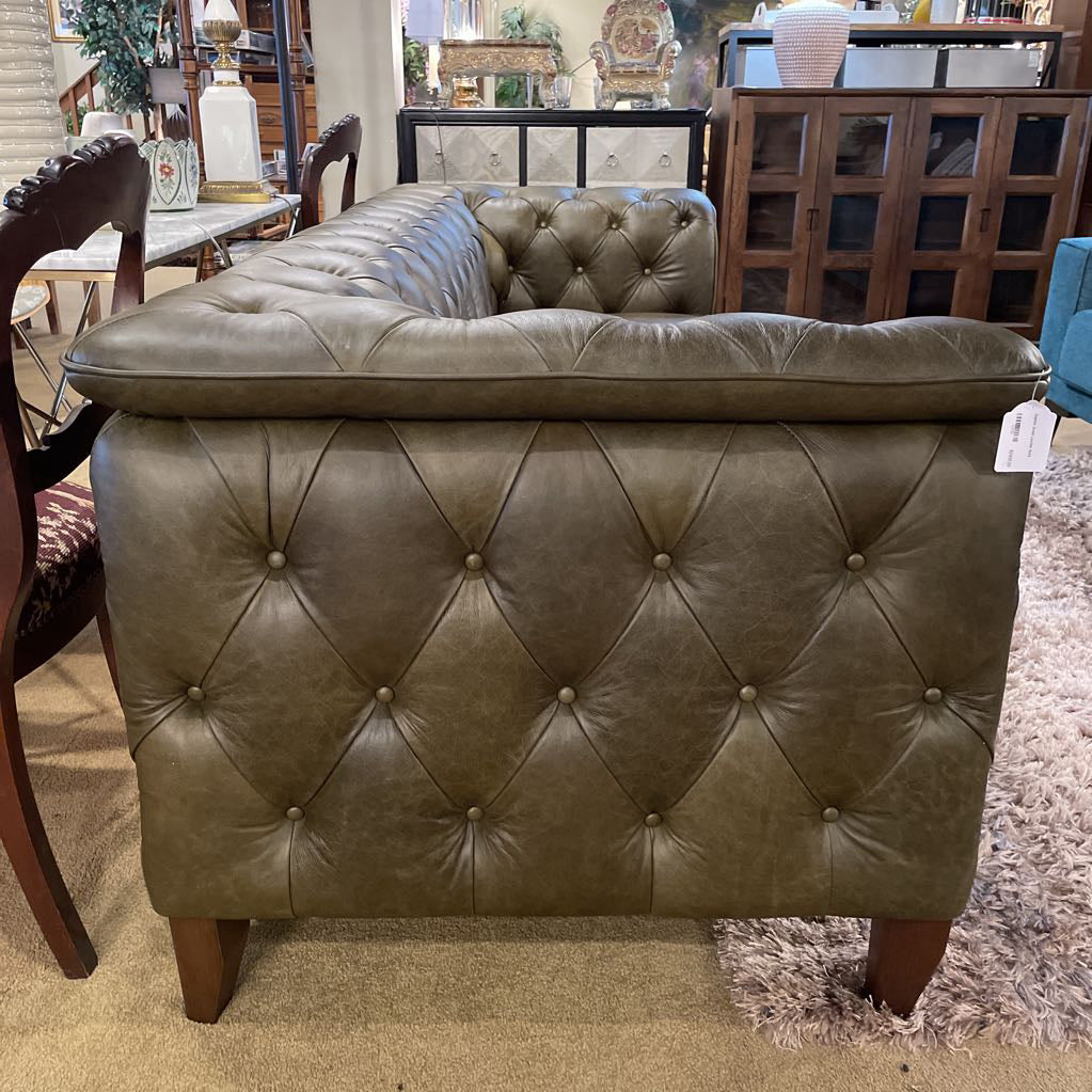 Daphne Green Leather Sofa