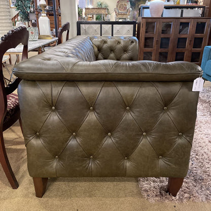 Daphne Green Leather Sofa