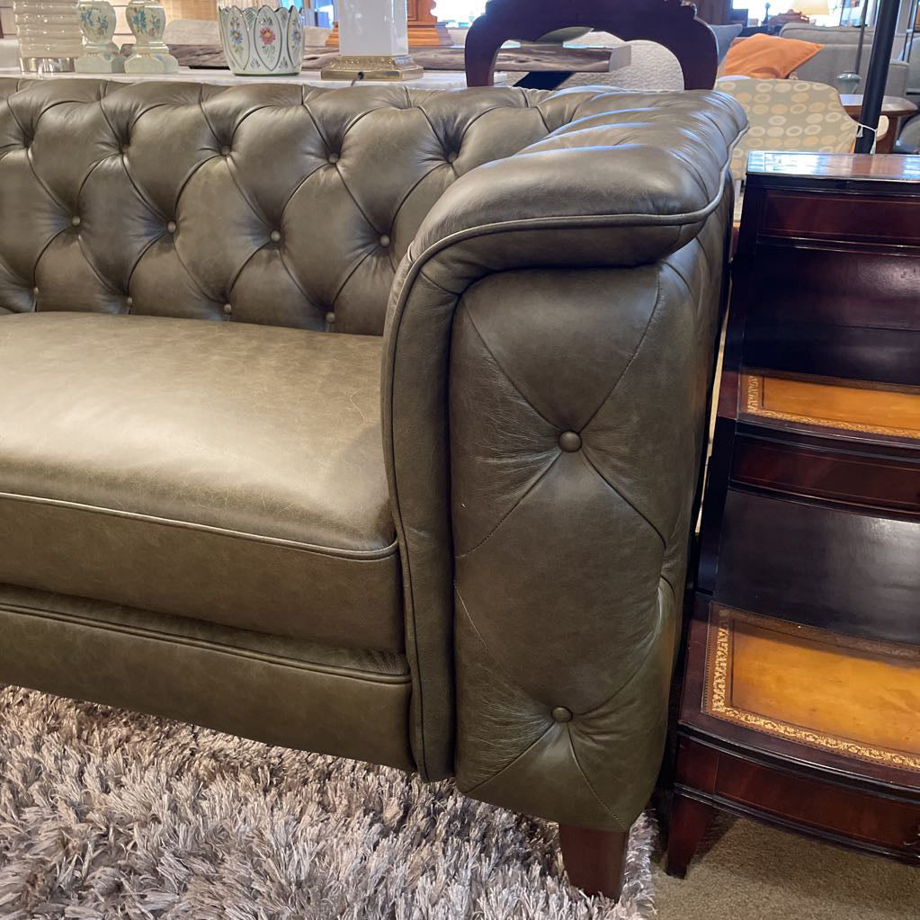 Daphne Green Leather Sofa