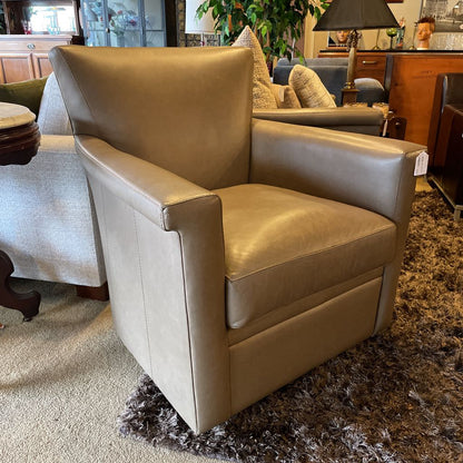 C&B Stone Leather Swivel Arm Chair