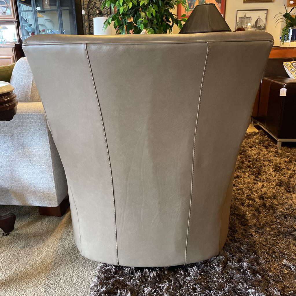 C&B Stone Leather Swivel Arm Chair