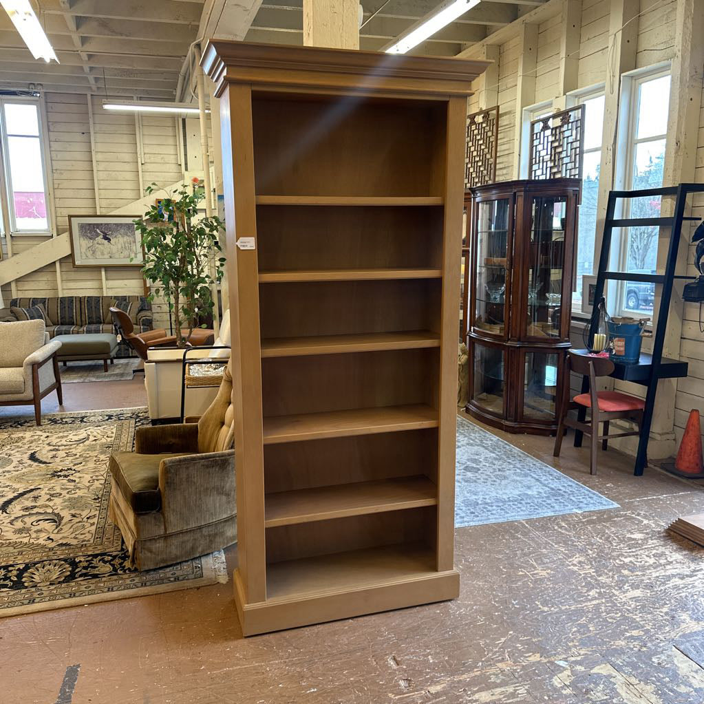 Tall Lightwood Bookcase W/Crown