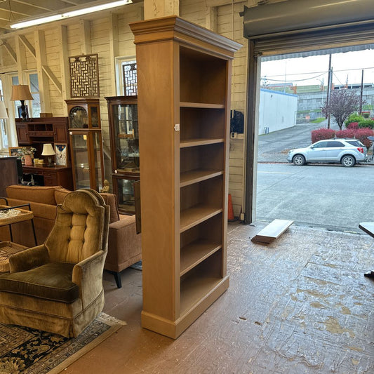 Tall Lightwood Bookcase W/Crown