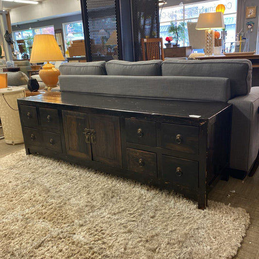 Antique Chinese Dark Wood Low Cabinet C CABINETS