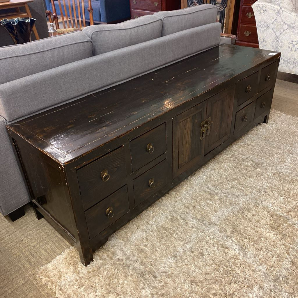 Antique Chinese Dark Wood Low Cabinet C CABINETS