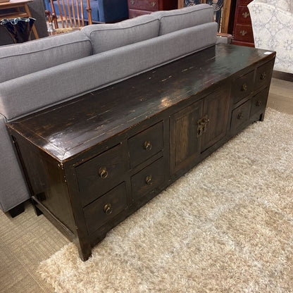 Antique Chinese Dark Wood Low Cabinet C CABINETS