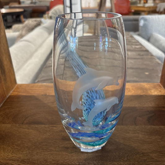 Colorful Dolphin Glass Vase