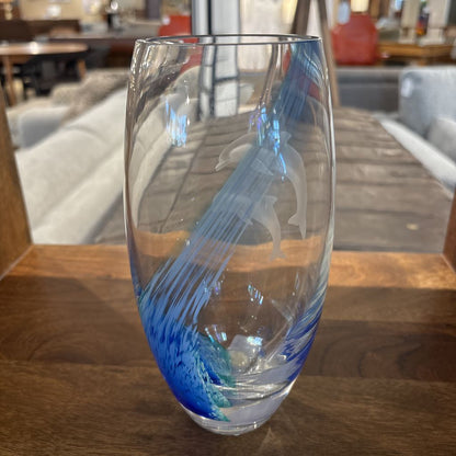 Colorful Dolphin Glass Vase