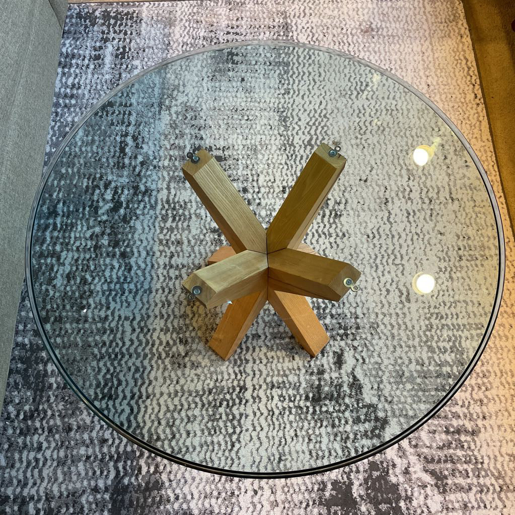 Round Glass Top Tall Coffee Table