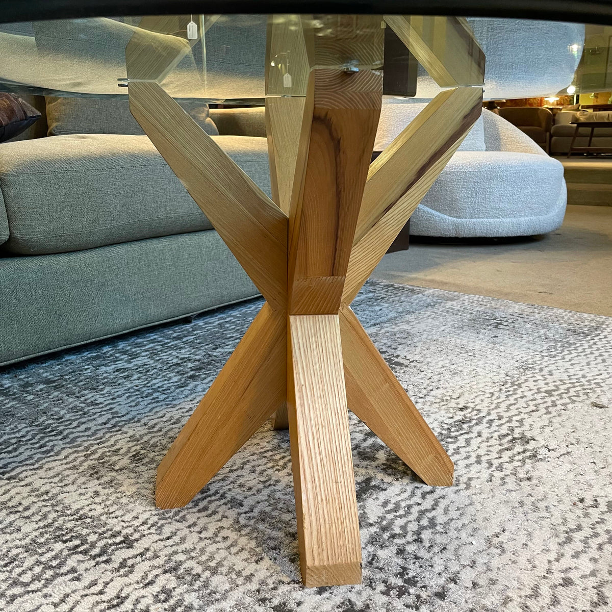 Round Glass Top Tall Coffee Table