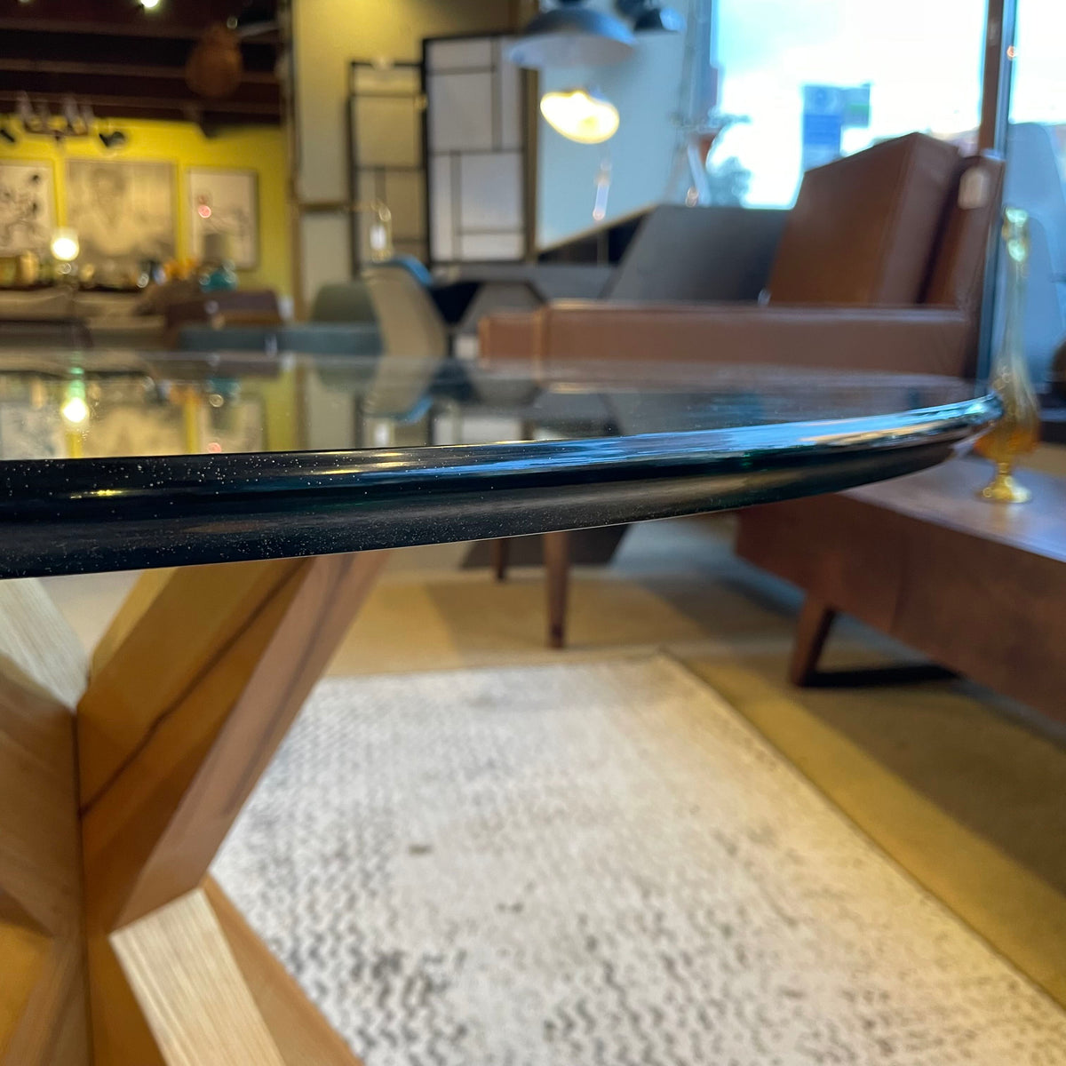 Round Glass Top Tall Coffee Table