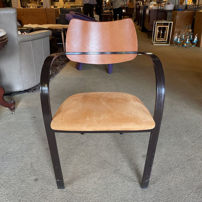 Curved Black Metal + Tan Seat Dining Chairs SET of 6