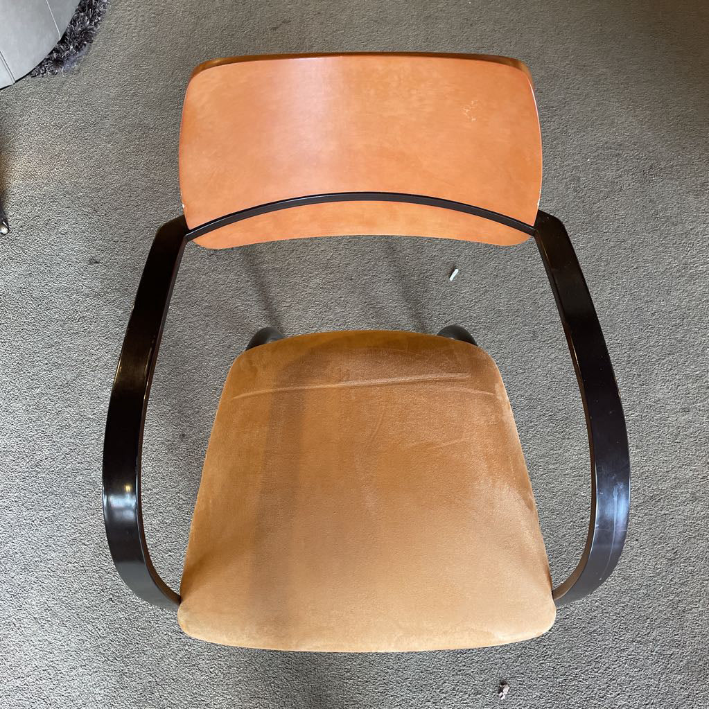 Curved Black Metal + Tan Seat Dining Chairs SET of 6