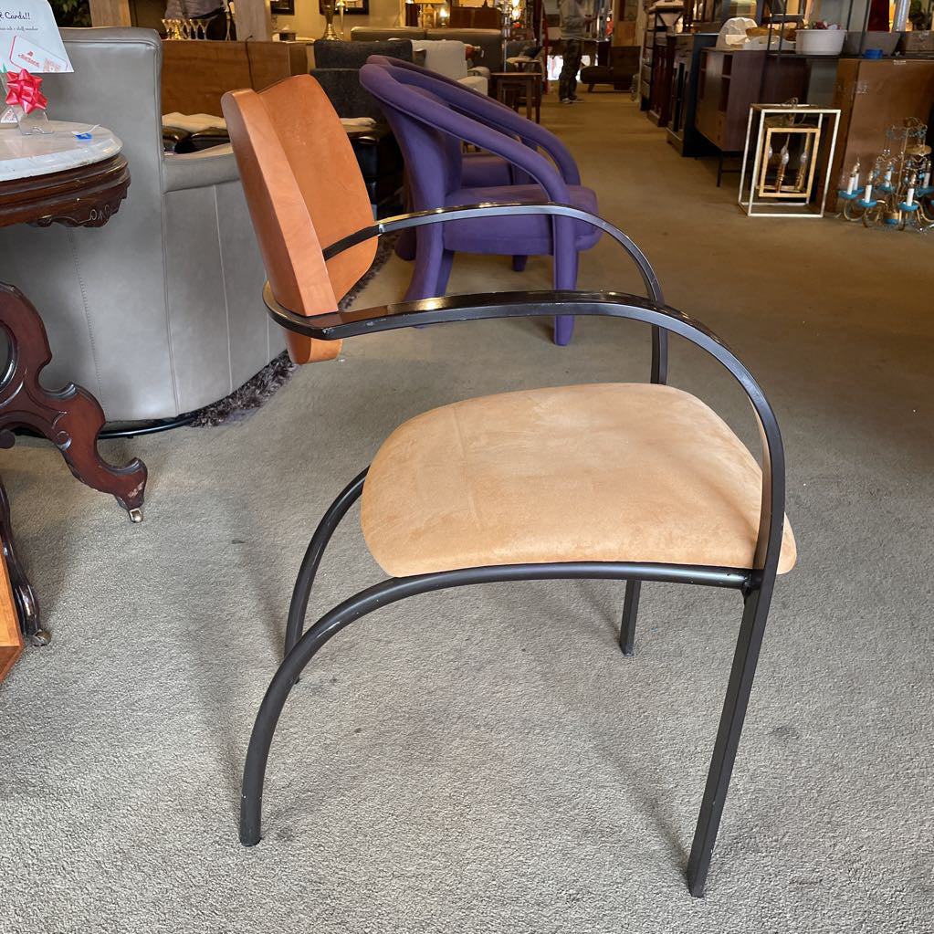 Curved Black Metal + Tan Seat Dining Chairs SET of 6