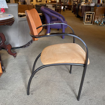 Curved Black Metal + Tan Seat Dining Chairs SET of 6