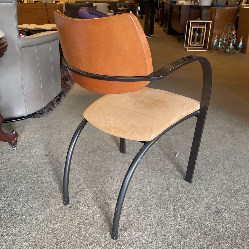 Curved Black Metal + Tan Seat Dining Chairs SET of 6
