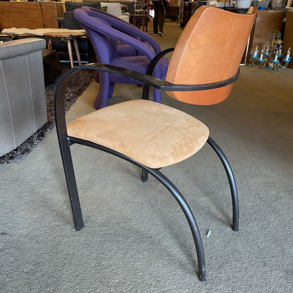 Curved Black Metal + Tan Seat Dining Chairs SET of 6