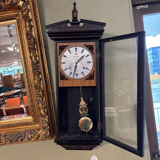 Vintage Dark Wood Pendulum Wall Clock