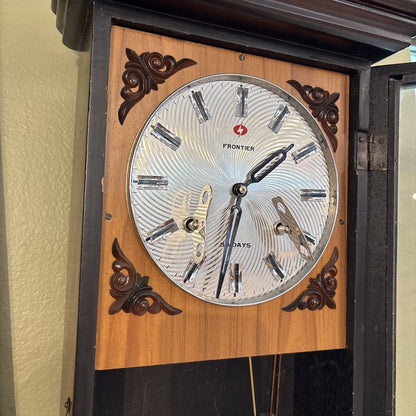 Vintage Dark Wood Pendulum Wall Clock