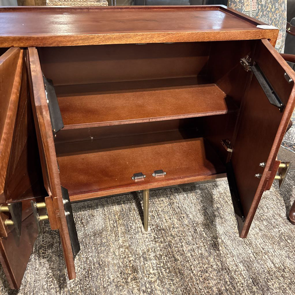 Solid Wood Sunburst Pattern 4 Door Sideboard