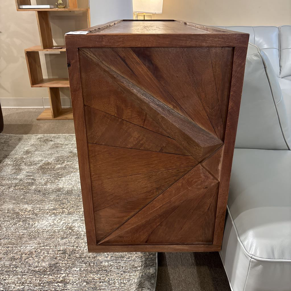 Solid Wood Sunburst Pattern 4 Door Sideboard