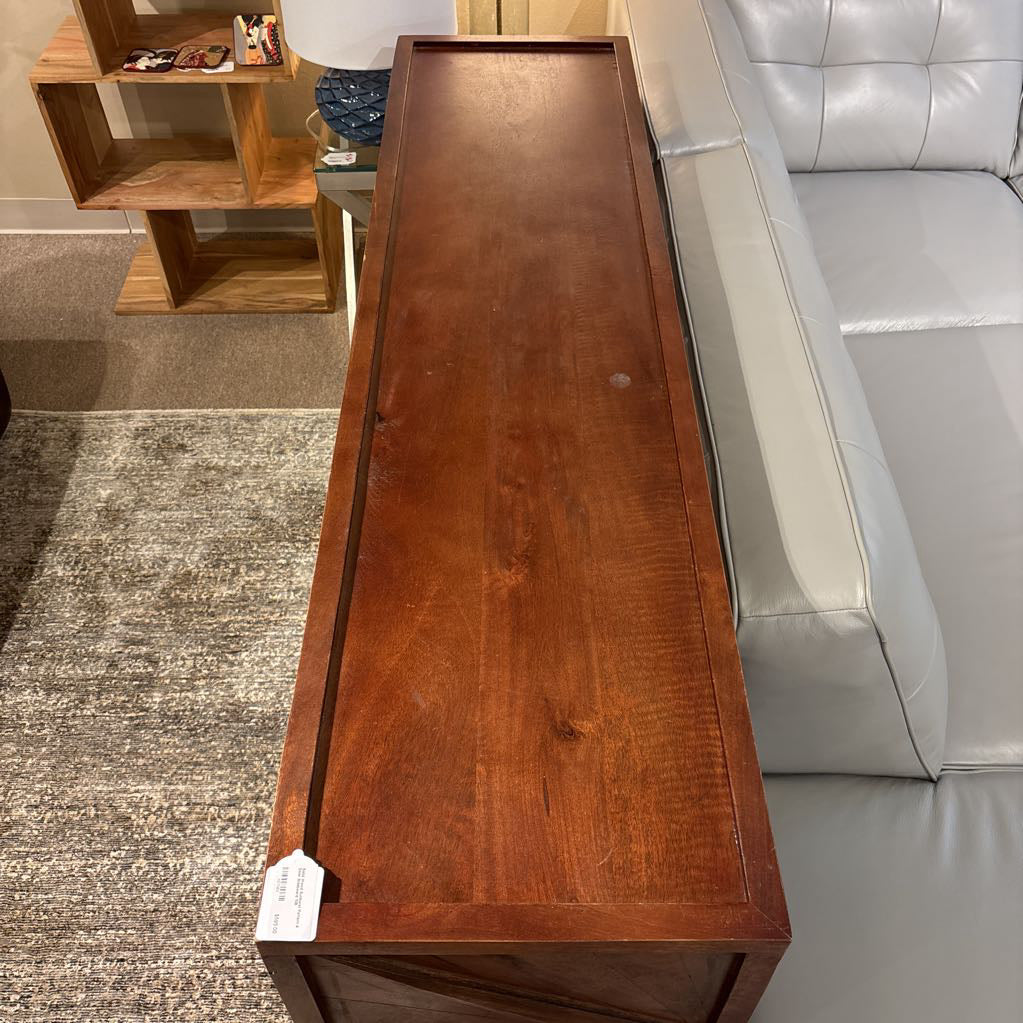 Solid Wood Sunburst Pattern 4 Door Sideboard