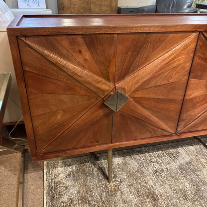 Solid Wood Sunburst Pattern 4 Door Sideboard