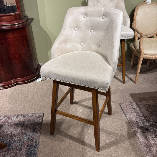 Cream Tufted Upholstered Barstool C STOOLS
