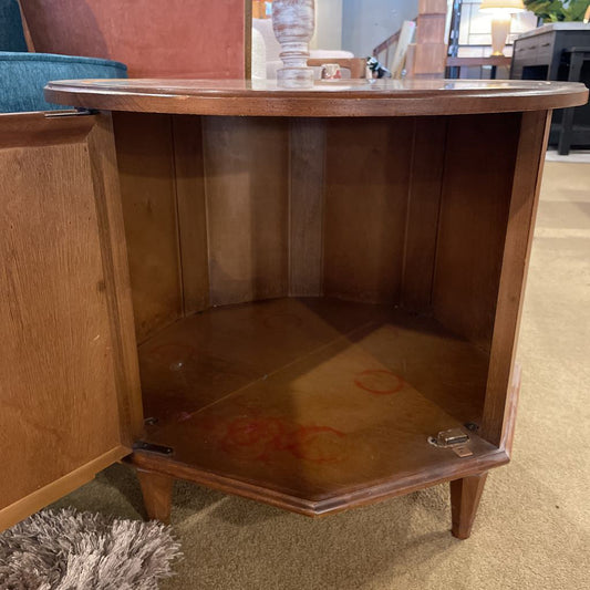 Round Marble Top Wooden Spanish Revival Side Table C SIDE TABLES