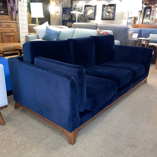 Blue Velvet 3 Seat Sofa AS IS